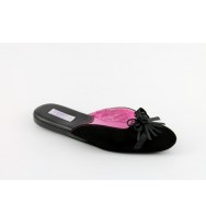 women's slippers SPIGA  black suede (black flower & ribbon)